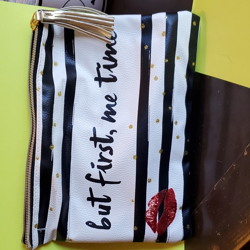 Makeup bag " but first, me time" NEW